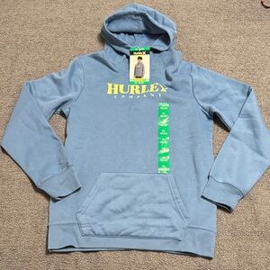 Hurley Light Blue Hoodie with Yellow Logo